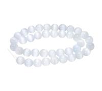 sourcing map 38pcs White Cat's Eye Stone Beads 10mm Round Smooth Gemstone Crystal Loose Bead for Jewelry Making Bracelets Necklace Earrings DIY