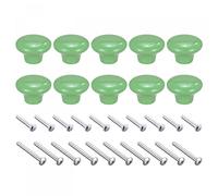 sourcing map 38x28mm Ceramic Drawer Knobs, 10pcs Mushroom Shape Door Pull Handles Green