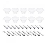 sourcing map 38x28mm Ceramic Drawer Knobs, 10pcs Mushroom Shape Door Pull Handles White
