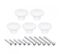 sourcing map 38x28mm Ceramic Drawer Knobs, 5pcs Mushroom Shape Door Pull Handles White