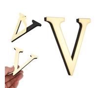 sourcing map 3D Alphabet Mirror Wall Stickers, 4" Acrylic Alphabet Wall Decal Self-Adhesive House Letter Number Home Decor Art Letter Sign for Living Room, Bedroom Decor(Letter V)