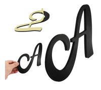 sourcing map 3D Mirror Wall Letter, 6" Acrylic House Number Sign Self-Adhesive Wall Decal Address Letter Door Sign for Living Room Bedroom Door Mailbox Home Decor (Black, Letter A)