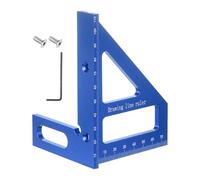 sourcing map 3D Multi-Angle Measuring Ruler 45/90 Degree Metric Aluminum Alloy Woodworking Square Protractor Miter Triangle Ruler with Screws and Hex Spanner for Engineer Carpenter, Blue