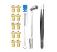 sourcing map 3D Nozzles Kit, 10pcs 3D Printer Brass Nozzles 0.4mm, 5pcs Nozzle Cleaning Needles, with a Socket Wrench and a Tweezer, for 3mm Ender3 Series