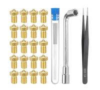 sourcing map 3D Nozzles Kit, 20pcs 3D Printer Brass Nozzles 0.3mm, 5pcs Nozzle Cleaning Needles, with a Socket Wrench and a Tweezer, for 1.75mm Ender3 Series