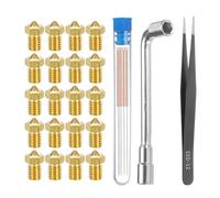 sourcing map 3D Nozzles Kit, 20pcs 3D Printer Brass Nozzles 0.8mm, 5pcs Nozzle Cleaning Needles, with a Socket Wrench and a Tweezer, for 1.75mm Ender3 Series