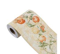 sourcing map 3D Wall Paper Border Self Stick Wall Covering PVC Floor Borders for Kitchen Bathroom Bedroom Wall Decor Paper Fruit Pattern Green 3.94 Inch by 16.4 Feet