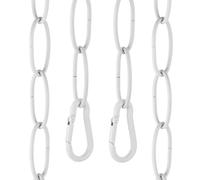 sourcing map 3ft Lighting Hanging Chain, 2.4mm/0.09" Looping Metal Pendant Chandelier Chain Extension with 2 Spring Snap Hook for Hanging Plant Pendant Chandelier Light Fixture, White