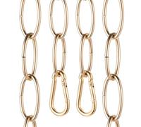 sourcing map 3ft Lighting Hanging Chain, 2.8mm/0.11" Looping Metal Pendant Chandelier Chain Extension with 2 Spring Snap Hook for Hanging Plant Pendant Chandelier Light Fixture, Rose Gold