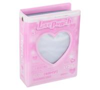 sourcing map 3inch Mini Photo Album,Kpop Love Heart Hollow Photocard Binder Album Mini Photo Card Book Holder with 40 Photos for Collecting Pictures, Pink(Love Pouch)