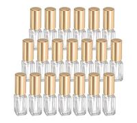 sourcing map 3ml Glass Mini Perfume Bottles, 20Pcs Fine Mist Bottle Refillable Empty Mini Spray Bottles with Aluminized Nozzle for Perfume, Travel Liquid, Essential Oil(Clear/Gold)