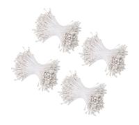 sourcing map 3mm Double Head Flower Stamen 960 Pcs Bright Artificial Floral Stamens Pistil for Christmas Wedding Flowers Making Scrapbook Decoration DIY Crafts, White