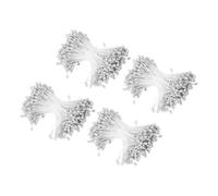 sourcing map 3mm Double Head Flower Stamen 960 Pcs Bright Artificial Floral Stamens Pistil for Christmas Wedding Flowers Making Scrapbook Decoration DIY Crafts, Silver