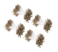 sourcing map 3mm Double Head Flower Stamen 960 Pcs Bright Artificial Floral Stamens Pistil for Christmas Wedding Flowers Making Scrapbook Decoration DIY Crafts, Gold