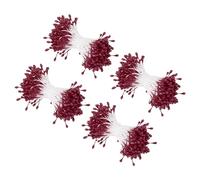 sourcing map 3mm Double Head Flower Stamen 960 Pcs Bright Artificial Floral Stamens Pistil for Christmas Wedding Flowers Making Scrapbook Decoration DIY Crafts, Dark Plum Red