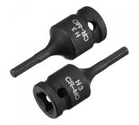 sourcing map 3mm Impact Hex Bit Socket, 1/4" Square Drive 35mm Length CR-MO Metric Sizes 2 Pcs