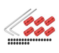sourcing map 3mm to 5mm Bore Rigid Coupling 20mm Length 12mm Dia M4 Aluminum Alloy Shaft Coupler Connector for 3D Printers DIY Car Boat Red, with 6pcs Coupling, 24pcs Screws, 2pcs Wrench