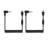 sourcing map 3mm to Male Flash PC Sync Cable, Plug to Male Flash Sync Cord with Coiled Cord and Screw Lock 2.5mm(3P) to MICRO(5P), Suit for Camera/Photography Connector/Studio, Black