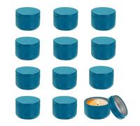 sourcing map 3oz Candle Tins, 12pcs Metal Candle Tins Jars with Lids Round Empty Tin Can Containers Bulk for Storage Tea and Making DIY Arts Crafts Christmas Gifts, Navy Blue