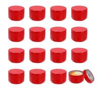 sourcing map 3oz Candle Tins, 16pcs Metal Candle Tins Jars with Lids Round Empty Tin Can Containers Bulk for Storage Tea and Making DIY Arts Crafts Christmas Gifts, Red