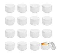 sourcing map 3oz Candle Tins, 16pcs Metal Candle Tins Jars with Lids Round Empty Tin Can Containers Bulk for Storage Tea and Making DIY Arts Crafts Christmas Gifts, White