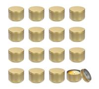 sourcing map 3oz Candle Tins, 16pcs Metal Candle Tins Jars with Lids Round Empty Tin Can Containers Bulk for Storage Tea and Making DIY Arts Crafts Christmas Gifts, Gold Tone