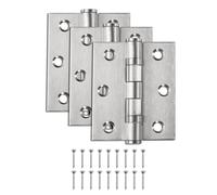 sourcing map 3Packs 3.4"x2.8"x0.1" Door Hinges with 6 Holes and Screws Ball Bearing Interior Door Hinges Symmetry Holes Layout for Bedroom, Bathroom, Living Room, Silvery