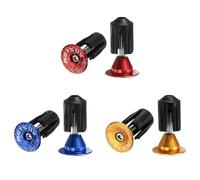sourcing map 3Pair Bar End Plugs Aluminum Handlebar End Caps Bike Plugs 0.7oz Expanding Locking for MTB Road BMX Fixed Gear Bike, Yellow Red Blue