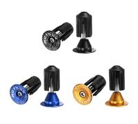 sourcing map 3Pair Bar End Plugs Aluminum Handlebar End Caps Bike Plugs 0.7oz Expanding Locking for MTB Road BMX Fixed Gear Bike, Yellow Blue Black