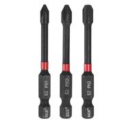 sourcing map 3pcs #1/2/3 Impact Phillips Screwdriver Bit PH1/2/3 1/4" Hex Shank 2.56" (65mm) Long Magnetic Screw Driver S2 Steel Cross Head Drive Power Screwdriver Drill Bits
