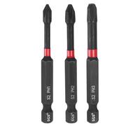 sourcing map 3pcs #1/2/3 Impact Phillips Screwdriver Bit PH1/2/3 1/4" Hex Shank 2.76" (70mm) Long Magnetic Screw Driver S2 Steel Cross Head Drive Power Screwdriver Drill Bits