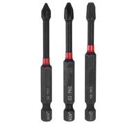 sourcing map 3pcs #1/2/3 Impact Phillips Screwdriver Bit PH1/2/3 1/4" Hex Shank 3" (75mm) Long Magnetic Screw Driver S2 Steel Cross Head Drive Power Screwdriver Drill Bits