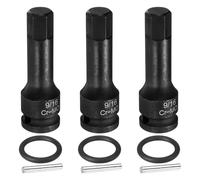 sourcing map 3pcs 1/2" Drive Impact Hex Bit Socket 9/16 Inch SAE CR-MO Steel 6-Point Sockets with Cotter Pin for Power Drill Drivers Adapter