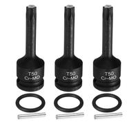 sourcing map 3pcs 1/2" Drive Torx Bit Socket T50 Impact 6 Point Star Bit Sockets CR-MO Steel with Cotter Pin and O-Ring for Power Drill Drivers Garage Workshop Adapter