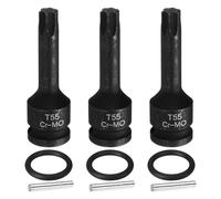 sourcing map 3pcs 1/2" Drive Torx Bit Socket T55 Impact 6 Point Star Bit Sockets CR-MO Steel with Cotter Pin and O-Ring for Power Drill Drivers Garage Workshop Adapter
