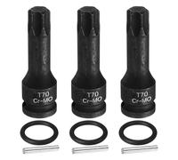 sourcing map 3pcs 1/2" Drive Torx Bit Socket T70 Impact 6 Point Star Bit Sockets CR-MO Steel with Cotter Pin and O-Ring for Power Drill Drivers Garage Workshop Adapter