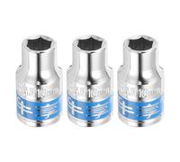 sourcing map 3pcs 1/2 Inch Drive 6-Point Socket 10mm CR-V Metric Shallow Socket Electric Wrench Socket for Mechanical Auto Repair, Silver Tone & Blue
