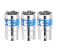 sourcing map 3pcs 1/2 Inch Drive 6-Point Socket 16mm CR-V Metric Shallow Socket Electric Wrench Socket for Mechanical Auto Repair, Silver Tone & Blue