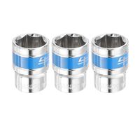 sourcing map 3pcs 1/2 Inch Drive 6-Point Socket 20mm CR-V Metric Shallow Socket Electric Wrench Socket for Mechanical Auto Repair, Silver Tone & Blue