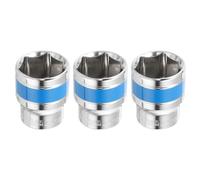sourcing map 3pcs 1/2 Inch Drive 6-Point Socket 24mm CR-V Metric Shallow Socket Electric Wrench Socket for Mechanical Auto Repair, Silver Tone & Blue