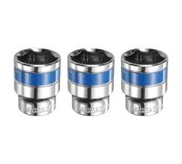 sourcing map 3pcs 1/2 Inch Drive 6-Point Socket 27mm CR-V Metric Shallow Socket Electric Wrench Socket for Mechanical Auto Repair, Silver Tone & Blue