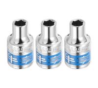sourcing map 3pcs 1/2 Inch Drive 6-Point Socket 8mm CR-V Metric Shallow Socket Electric Wrench Socket for Mechanical Auto Repair, Silver Tone & Blue