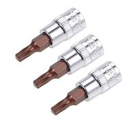 sourcing map 3pcs 1/4" Drive x T15 Torx Bit Socket, S2 Steel Bits CR-V Sockets 38mm Length Use with Ratchet Wrench, Slide Bar, Extension Rod