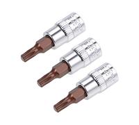 sourcing map 3pcs 1/4" Drive x T20 Torx Bit Socket, S2 Steel Bits CR-V Sockets 38mm Length Use with Ratchet Wrench, Slide Bar, Extension Rod