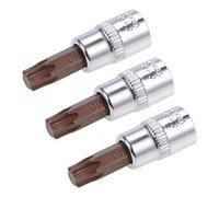 sourcing map 3pcs 1/4" Drive x T40 Torx Bit Socket, S2 Steel Bits CR-V Sockets 38mm Length Use with Ratchet Wrench, Slide Bar, Extension Rod