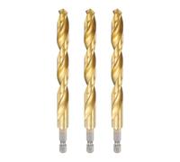 sourcing map 3pcs 1/4" Hex Shank Titanium Twist Drill Bit 10.5mm Drilling Dia 133mm Length High Speed Steel Drills for Hardened Metal, Stainless Steel, Cast Iron, Wood, Plastic