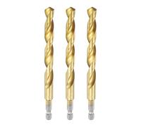 sourcing map 3pcs 1/4" Hex Shank Titanium Twist Drill Bit 10mm Drilling Dia 133mm Length High Speed Steel Drills for Hardened Metal, Stainless Steel, Cast Iron, Wood, Plastic