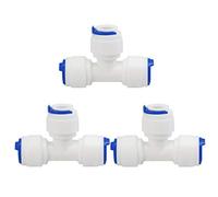 sourcing map 3pcs 1/4 Inch OD Tee-type Quick Connect Water Purifiers Tube Fittings Push Connector Water Hose for RO Reverse Osmosis Systems