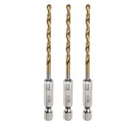 sourcing map 3pcs 1/8" Hex Shank Drill Bits 1/4" Titanium Drill Bits Set M35 High Speed Steel Twist Drill Bit 90mm Long Fully Ground for Wood, Stainless Steel, Metal, Plastic Plastic