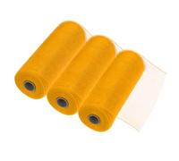 sourcing map 3pcs 10 Inch Poly Burlap Mesh for Wreath, Decorative Mesh Fabric Ribbon 10 Yard for Fall Easter Christmas Flower Bow, Deep Yellow
